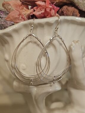 Sterling Silver Earrings with 3 Hoops
